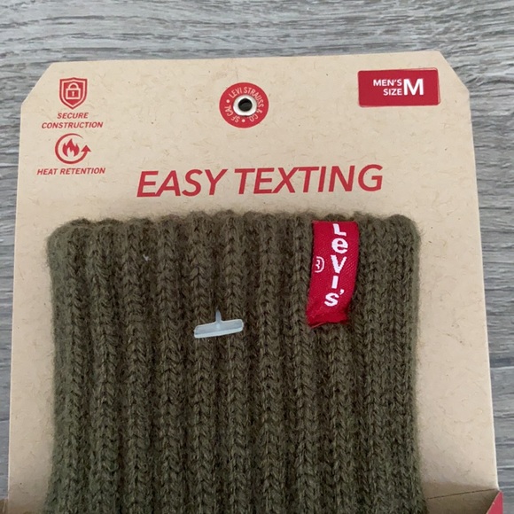 Levi's mens glove winter wear snow Donegal Glove With Leather Patch Olive green - Picture 11 of 14